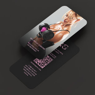 Tarjeta De Visita Nutricionista Entrenador Personal Foto Rosa Negro