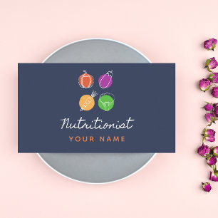 Tarjeta De Visita Nutricionista Healthy Food Icons Dietitian Wellnes