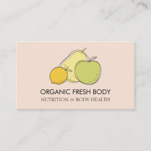 Tarjeta De Visita Nutricionista Línea de Frutas Comida Rosa Sonrojad