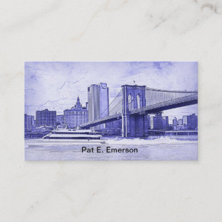 Tarjeta De Visita NYC Skyline Brooklyn Bridge Bot Etched Look #2