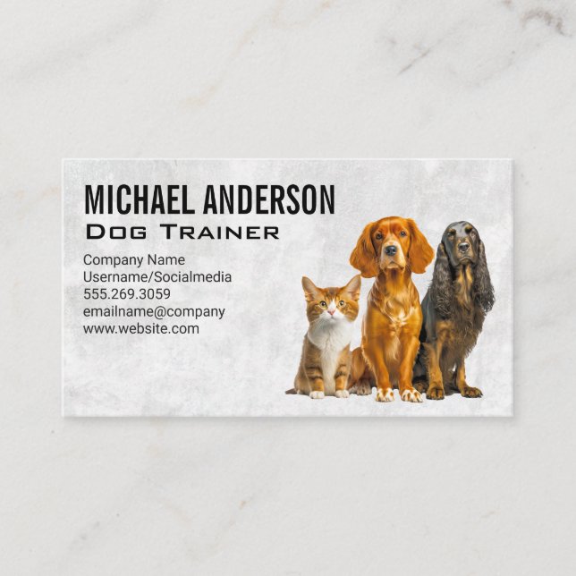 Tarjeta De Visita Obedient Dogs Sitting | Entrenador de animales (Anverso)