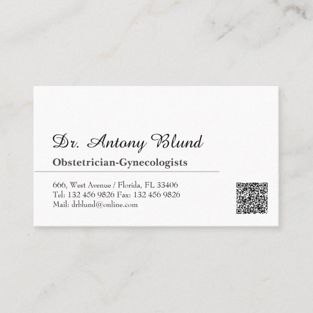 Tarjeta De Visita OBGYN Obstetricista Ginecólogo Médica médico (Anverso)