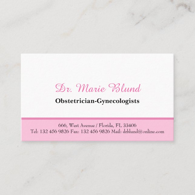 Tarjeta De Visita OBGYN Obstetricista Ginecólogos Médica Médico (Anverso)