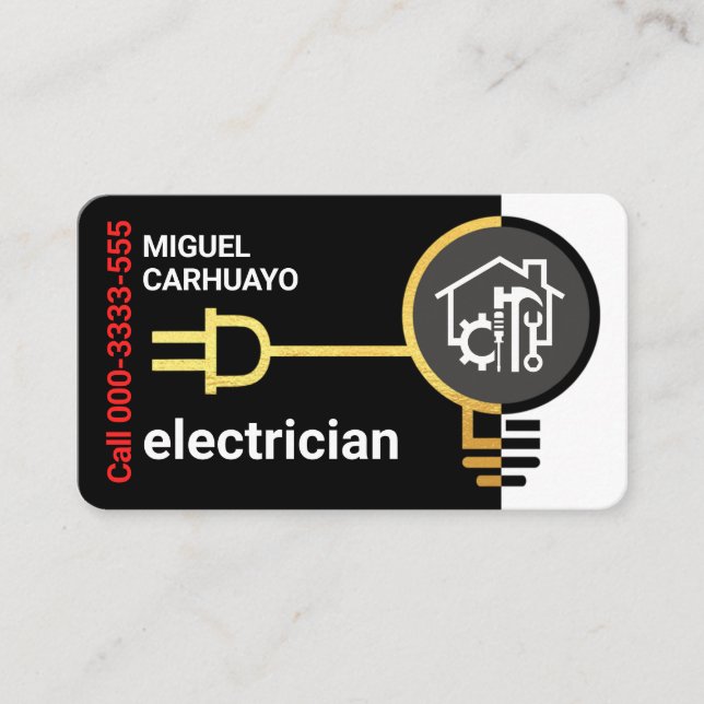 Tarjeta De Visita Obras eléctricas de cableado de circuito eléctrico (Anverso)