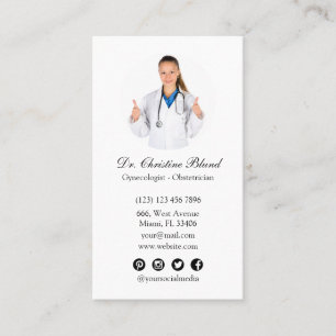 Tarjeta De Visita Obstetricia ginecóloga obgina foto en medios socia