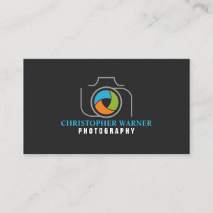 Tarjeta De Visita Obturador de cámara fotográfica Naranja verde gr