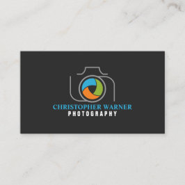 Tarjeta De Visita Obturador de cámara fotográfica Naranja verde gris