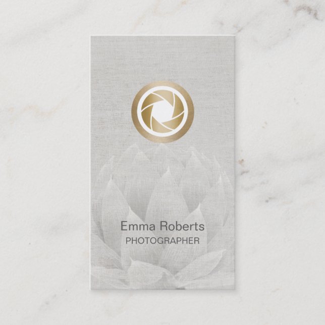 Tarjeta De Visita Obturador Lotus elegante del oro del fotógrafo (Anverso)