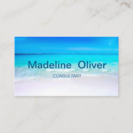Tarjeta De Visita Ocean Beach Aqua Blue Sea Travel Moderno