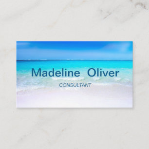 Tarjeta De Visita Ocean Beach Aqua Blue Sea Travel Moderno