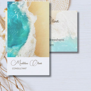 Tarjeta De Visita Ocean Beach Coastal Travel Profesional Elegante