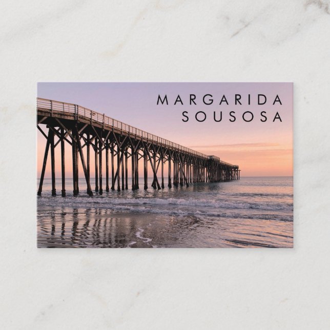 Tarjeta De Visita Ocean Beach Pier Sunset Photo Travel Turismo (Anverso)