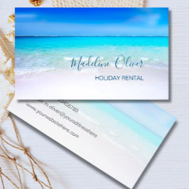 Tarjeta De Visita Ocean Beach Sea Holiday Rental Aqua Blue Stylish