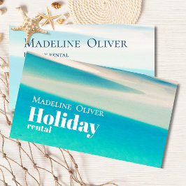 Tarjeta De Visita Ocean Beach Sea Holiday Rental Moderno Blue Stylis