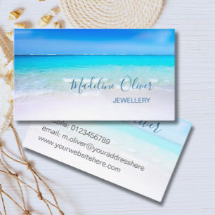 Tarjeta De Visita Ocean Beach Sea Jewelry Aqua Blue Stylish