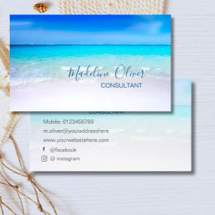 Tarjeta De Visita Ocean Beach Sea Social Media Travel Aqua Blue