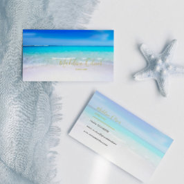 Tarjeta De Visita Ocean Beach Sea Travel Aqua Blue Modern