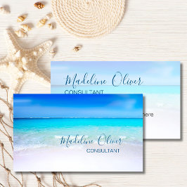 Tarjeta De Visita Ocean Beach Sea Travel Aqua Blue Stylish