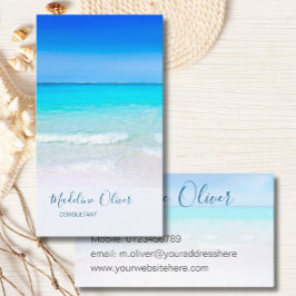 Tarjeta De Visita Ocean Beach Sea Travel Spa Aqua Blue Stylish