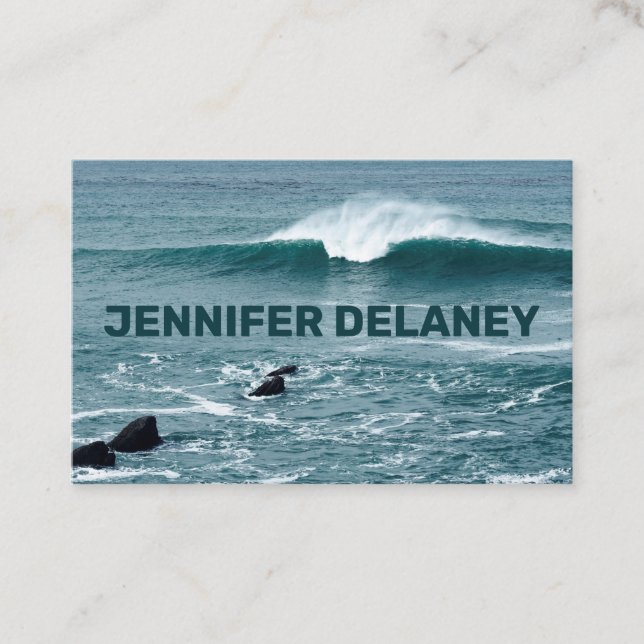 Tarjeta De Visita Ocean Beach Waves Sea Blue Foto Verde azulada Viaj (Anverso)