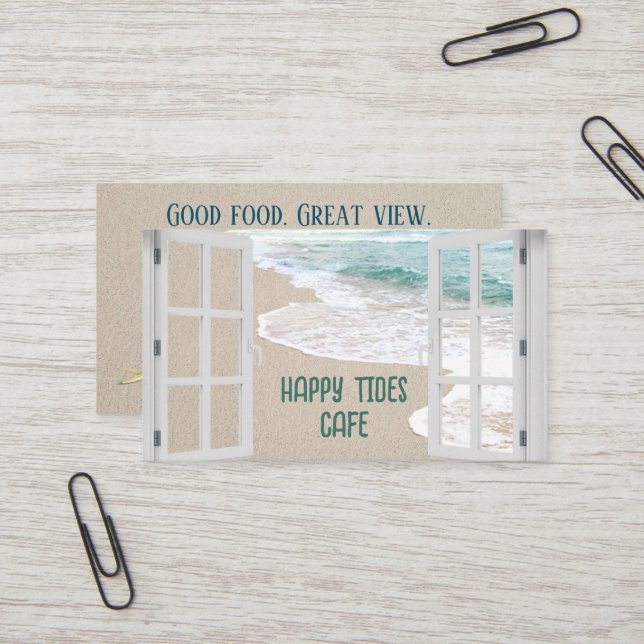 Tarjeta De Visita Ocean Beach Window With Surf Scene (Anverso/Reverso In Situ)