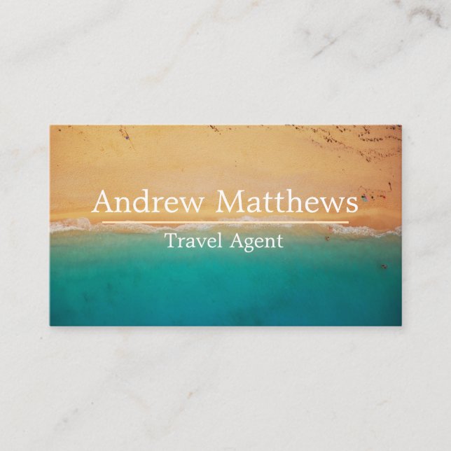 Tarjeta De Visita Ocean Coastal Beach Sea Travel Aqua Blue Landscape (Anverso)