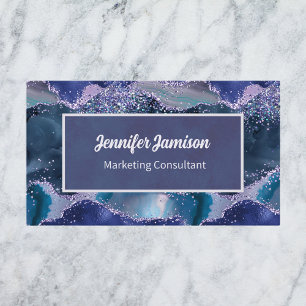 Tarjeta De Visita Ocean Faux Purpurina Purple Blue Lavender Elegant