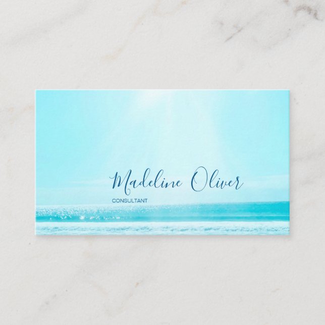 Tarjeta De Visita Ocean Sea Travel Blue Modern Profesional (Anverso)