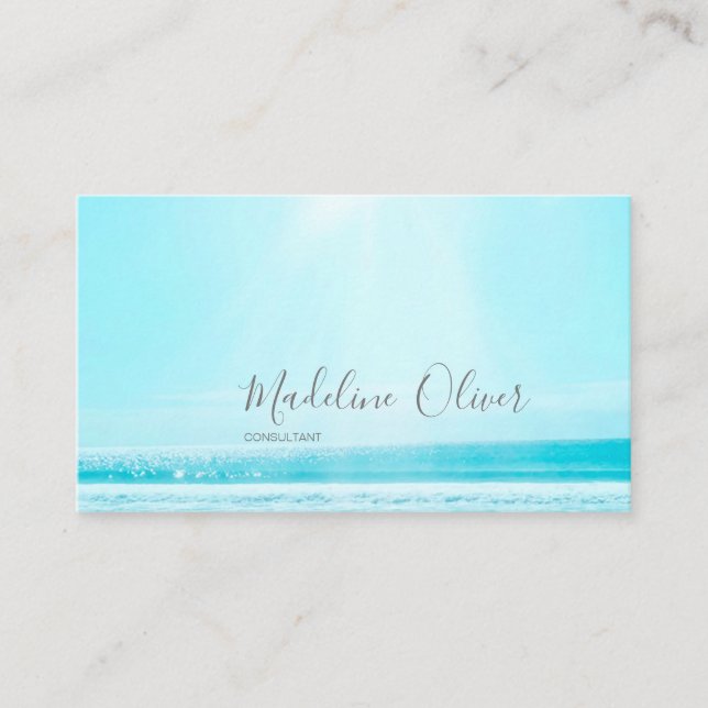 Tarjeta De Visita Ocean Sea Travel Blue Silver Profesional Moderno (Anverso)