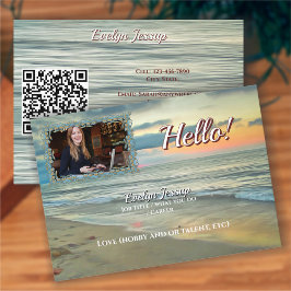 Tarjeta De Visita Ocean Sunset 0735 QR Code Hello Calling Card