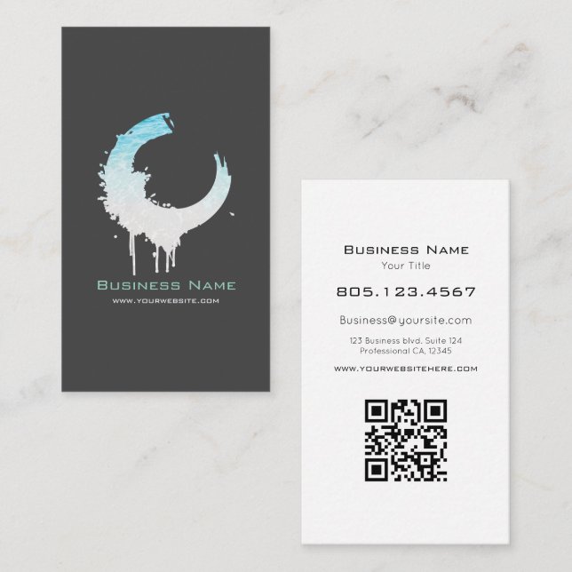 Tarjeta De Visita Ocean Water & White Sand Swirl • Custom Editable (Anverso / Reverso)