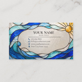 Tarjeta De Visita Ocean Wave Sun Stained Glass Business Card