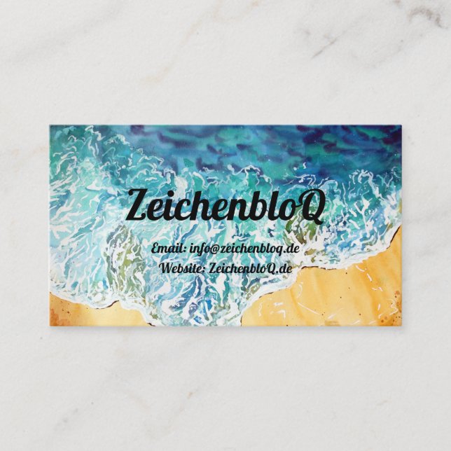 Tarjeta de visita Ocean Waves on Beach (Anverso)
