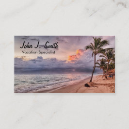 Tarjeta De Visita Ocean Waves Sandy Beach Sunset