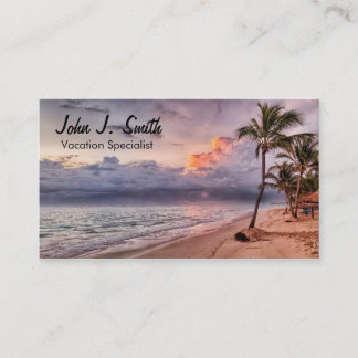 Tarjeta De Visita Ocean Waves Sandy Beach Sunset