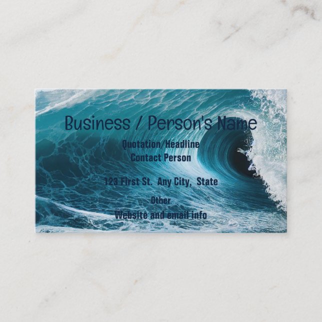 Tarjeta De Visita Ocean Waves Surf Curl Sea Water Beach Surfing (Anverso)