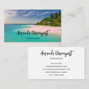 Tarjeta De Visita Océano Acuamarina Playa Tropical Escénica
