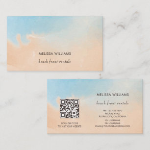 Tarjeta De Visita Océano de acuarela azul terracota