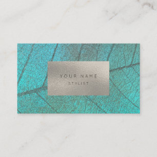 Tarjeta De Visita Océano tropical Plata Gris Relieve metalizado Blan