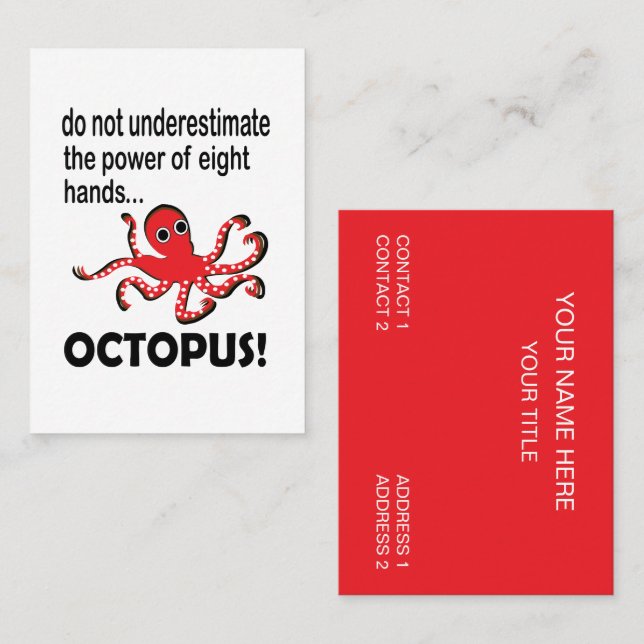 Tarjeta De Visita Octopus pulpo gracioso en la playa costera (Anverso / Reverso)