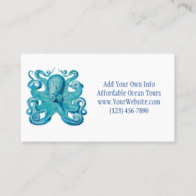 Tarjeta De Visita Octopus Tentacles Marine Life Ocean Beach Nautical (Anverso)