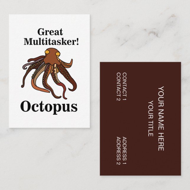Tarjeta De Visita Octopus Tentacles Multitasker Sea Criaturas divert (Anverso / Reverso)