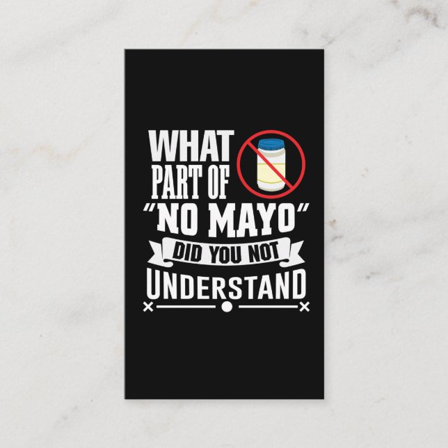 Tarjeta De Visita Odio a Mayo - Mayonnaise Chistes gastronómicos (Anverso)