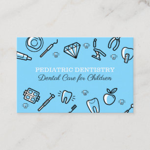 Tarjeta De Visita Odontología Pediátrica Azul Cuidado Dental Niño In