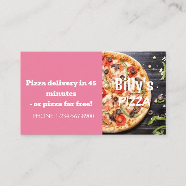 Tarjeta De Visita Oferta de venta de descuento de entrega de pizza (Anverso)