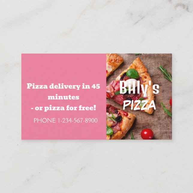 Tarjeta De Visita Oferta de venta de descuento de entrega de pizza (Anverso)