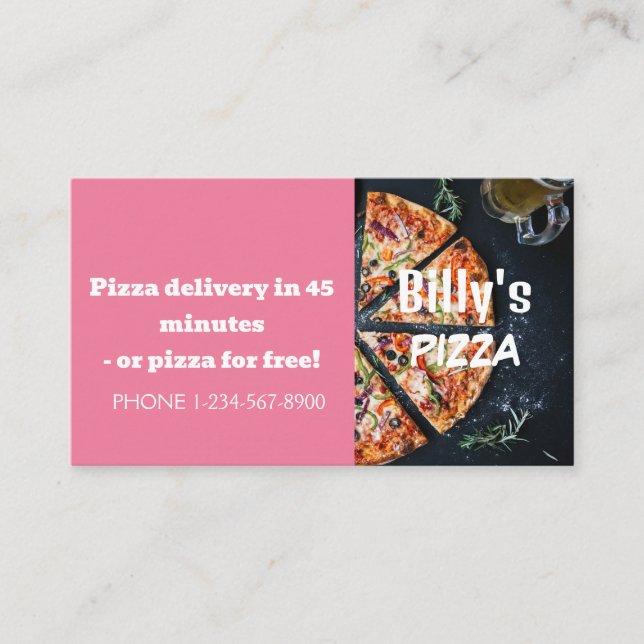 Tarjeta De Visita Oferta de venta de descuento de entrega de pizza (Anverso)