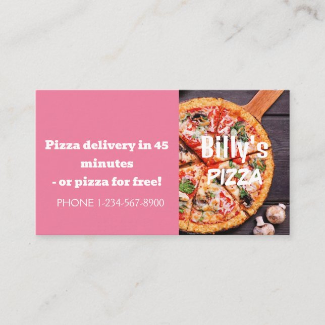Tarjeta De Visita Oferta de venta de descuento de entrega de pizza (Anverso)