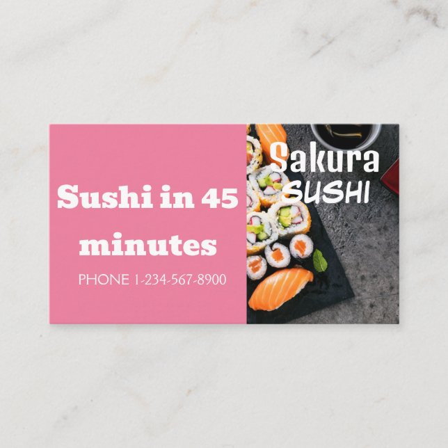 Tarjeta De Visita Oferta de venta de descuento por entrega de sushi (Anverso)