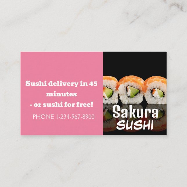 Tarjeta De Visita Oferta de venta de descuento por entrega de sushi (Anverso)